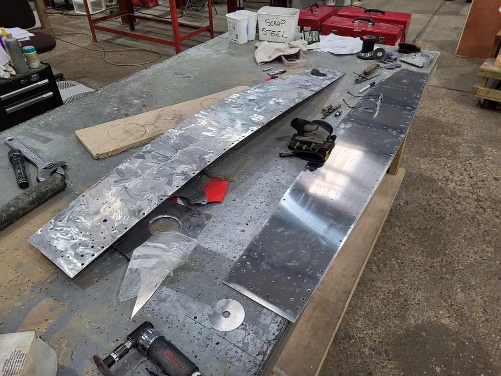 Lancaster NX611 ‘Just Jane’ – Restoration Update 240 and 241 14 Rib five from NX611s port wing receiving a new web