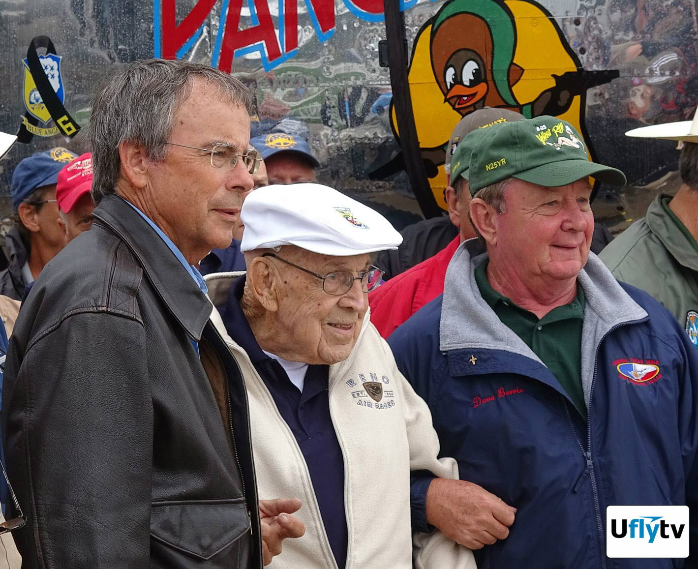 EAA AirVenture Oshkosh 2017: The Final Numbers 12 Richard E. Cole was our guest speaker on Wednesday. Larry Kelley and his B-25 Panchito provides the backdrop_WM