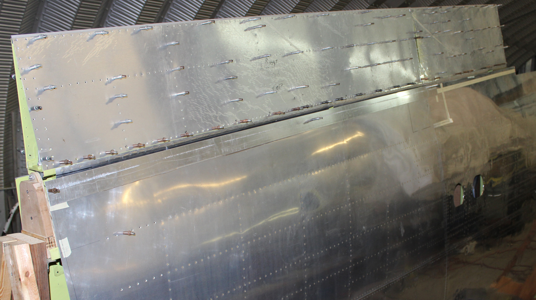 XP-82 Twin Mustang - Feb.-April, 2015 - Restoration Update 11 Right hand wing showing the control surfaces in final assembly. (photo via Tom Reilly)