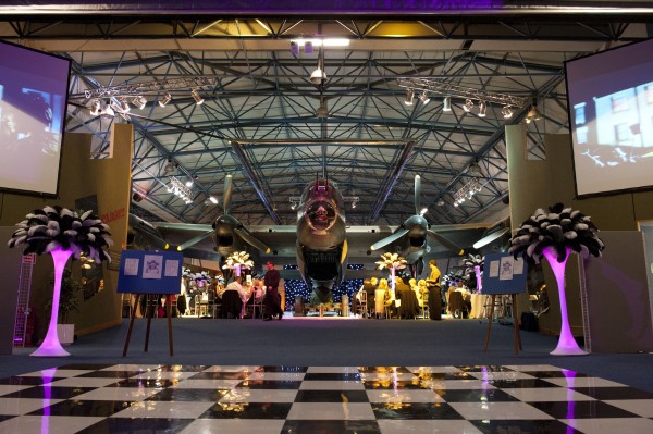 Dinner underneath the Avro Lancaster which is situated in the museum's largest hangar – ‘Historic Hangars’ Dinner underneath the Avro Lancaster which is situated in the museum's largest hangar – ‘Historic Hangars’