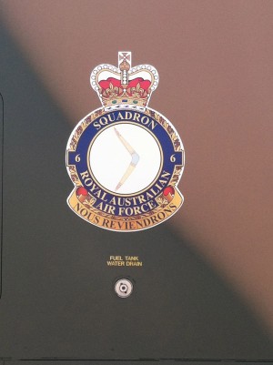 Gift Presentation and Dedication Ceremony Set For Royal Australian Air Force General Dynamics F-111C 11 The badge of the 6th Wing of the Royal Australian Air Force applied on the fuselage.