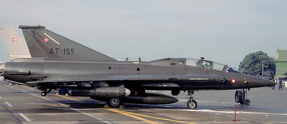 Palm Springs Air Museum Brings a SAAB 35 Draken Home 14 Saab TF 35 Draken AT 155 of the Royal Danish Air Force at RAF Mildenhall 1985 Wikimedia Commons 1