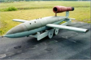 V-1 Pulse-Jet Engine Runs at the Military Aviation Museum 12 The Military Aviation Museum's original V-1 on its cradle. Note that the engine has been used, as the paint has pealed from the surface revealing the steel beneath. It has since been repainted. (photo via Fighter Factory)