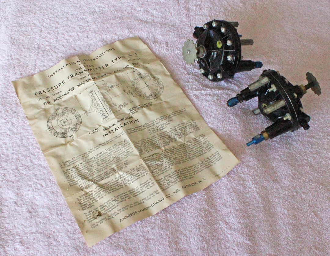 XP-82 Twin Mustang - November 2015 - Restoration Update 19 Two of the four New Old Stock oil/fuel pressure sender units which Larry Kelley supplied to the XP-82 project, complete with original documentation! (photo via Tom Reilly)
