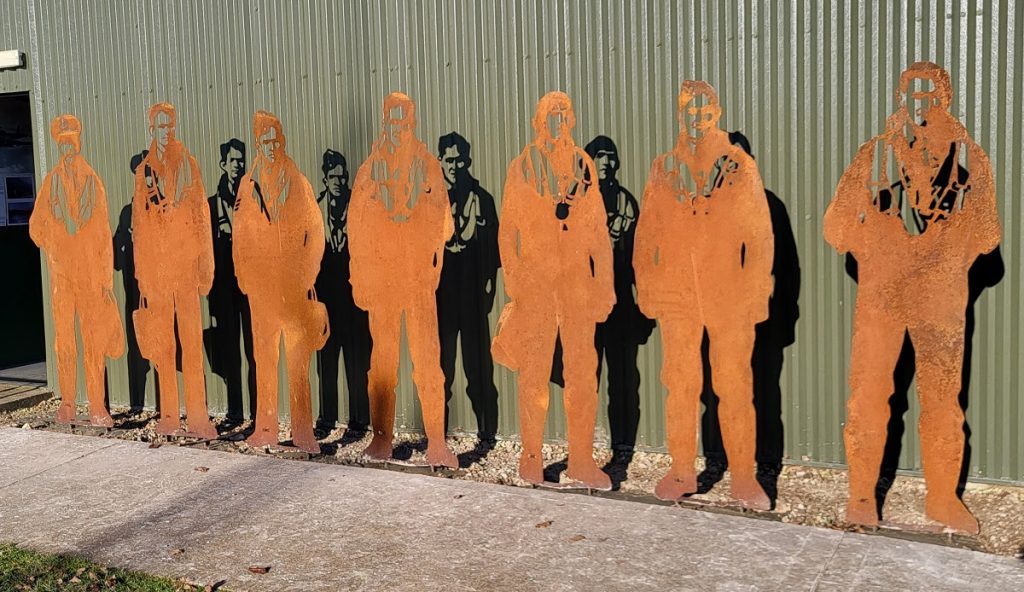 Lancaster NX611 ‘Just Jane’ – Restoration Update 240 and 241 18 Shadows of the past a new installation of a lost crew from East Kirkby created by Standing with Giants