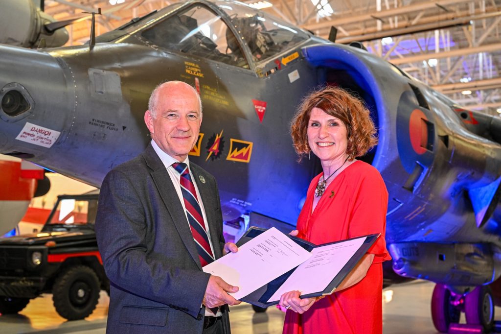 BAE Systems Supports RAF Museum Transformation with Major Investment 11 Sir Stuart Atha Director of Defence Capability at BAE Systems with Maggie Appleton RAF Museum CEO 5