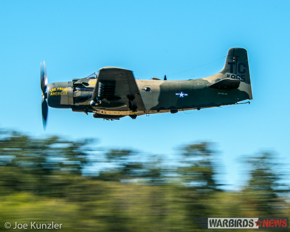 Props & Ponies at the Heritage Flight Museum - Air Show Report 40 The Skyraider flying low down the runway. (photo by Joe Kunzler)