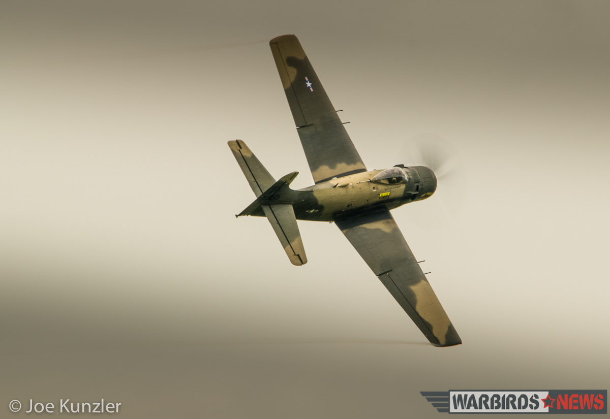 Heritage Flight Museum – June Fly Day Report 24 Pealing off after a low pass in the Skyraider. (photo by Joe Kunzler)