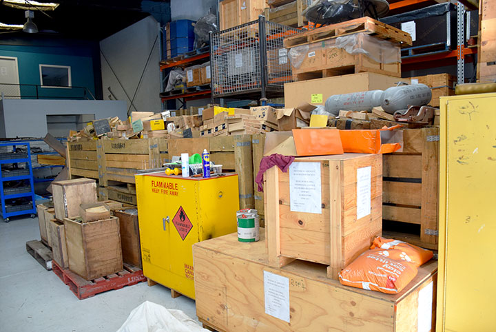 Reviving The History of Bristol Beaufighter's Engine Restoration 11 Some of the 16 tons of newly acquired Bristol Hercules components awaiting unpacking and inventory