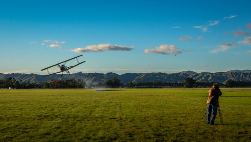 Museum of Flight Screens Documentary About Ivy League Flyers 11 Sopwith Camel being photographed on location in New Zealand for the documentary "Millionaires Unit." Photo credit Harry Davison.