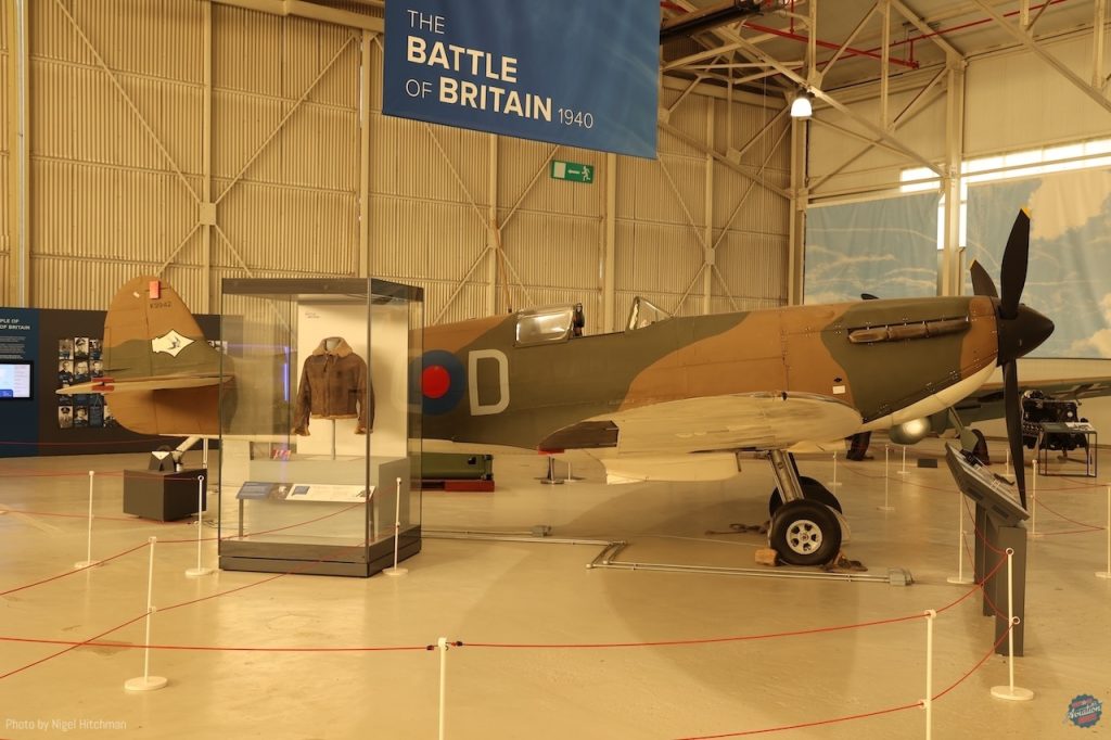 RAF Museum Midlands (Cosford) – Restoration, Storage, and Disposals Update 39 Spitfire 1 K9942 with display cabinet blocking the view R6 7648