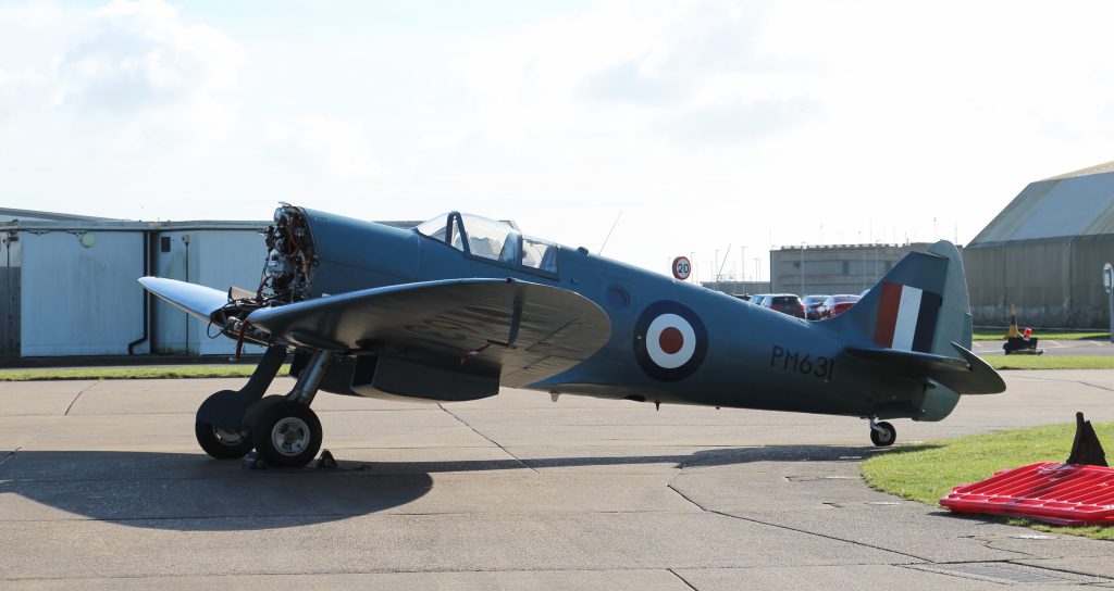 Battle of Britain Memorial Flight Aircraft Emerge from Winter Maintenance 13 Spitfire PR Mk XIX PM631 minus its Griffon engine outside for a defuel. Photo Clive Rowley