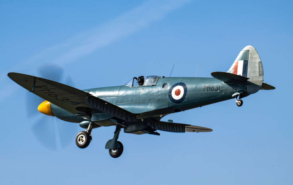 The Battle of Britain Memorial Flight Announces 2025 Display Program 14 Spitfire PR Mk XIX PM631 returning to land from its successful engine air test on 26th March. Photo Claire Hartley