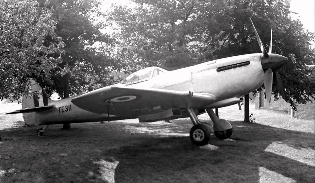 Battle of Britain Memorial Flight Spitfire TE311 Turns 80 11 Spitfire TE311 as a gate guardian at RAF Tangmere in about 1960. Photo BBMF Archives