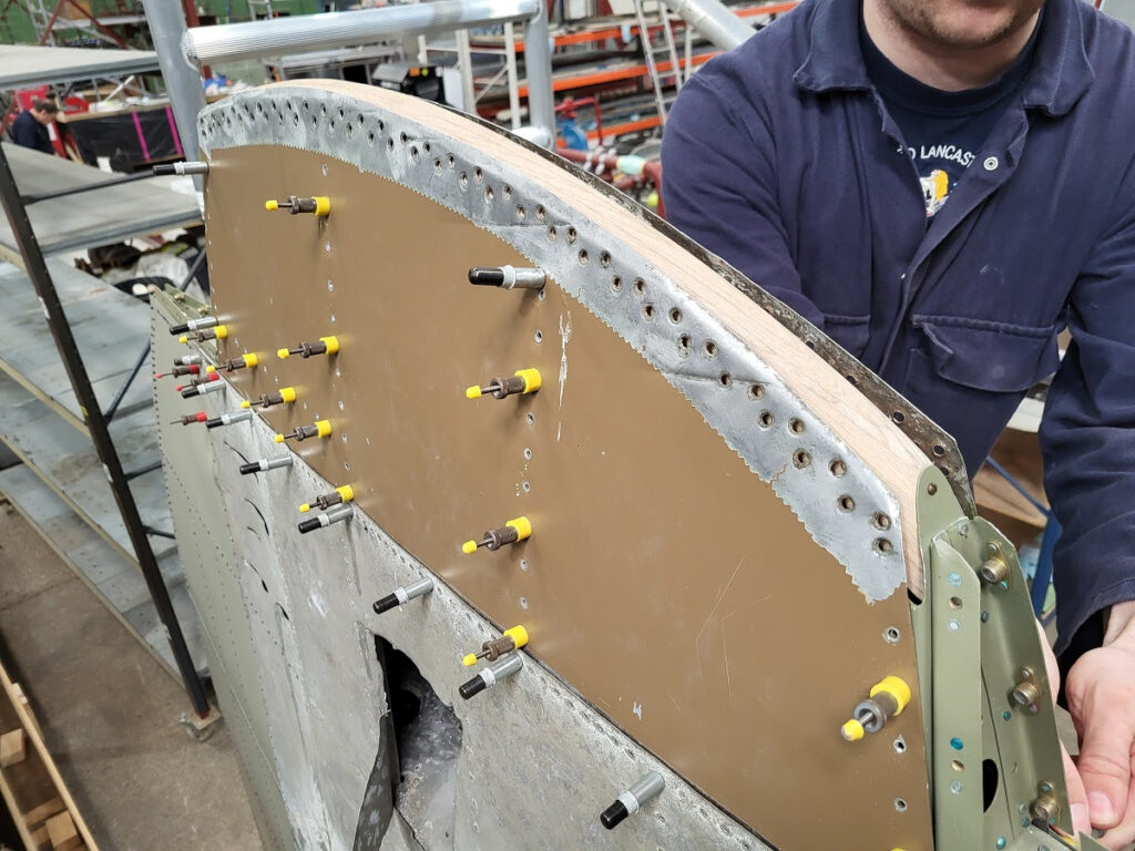 Lancaster NX611 ‘Just Jane’ – Restoration Update 221 10 Static wingtip wooden bow trial fit