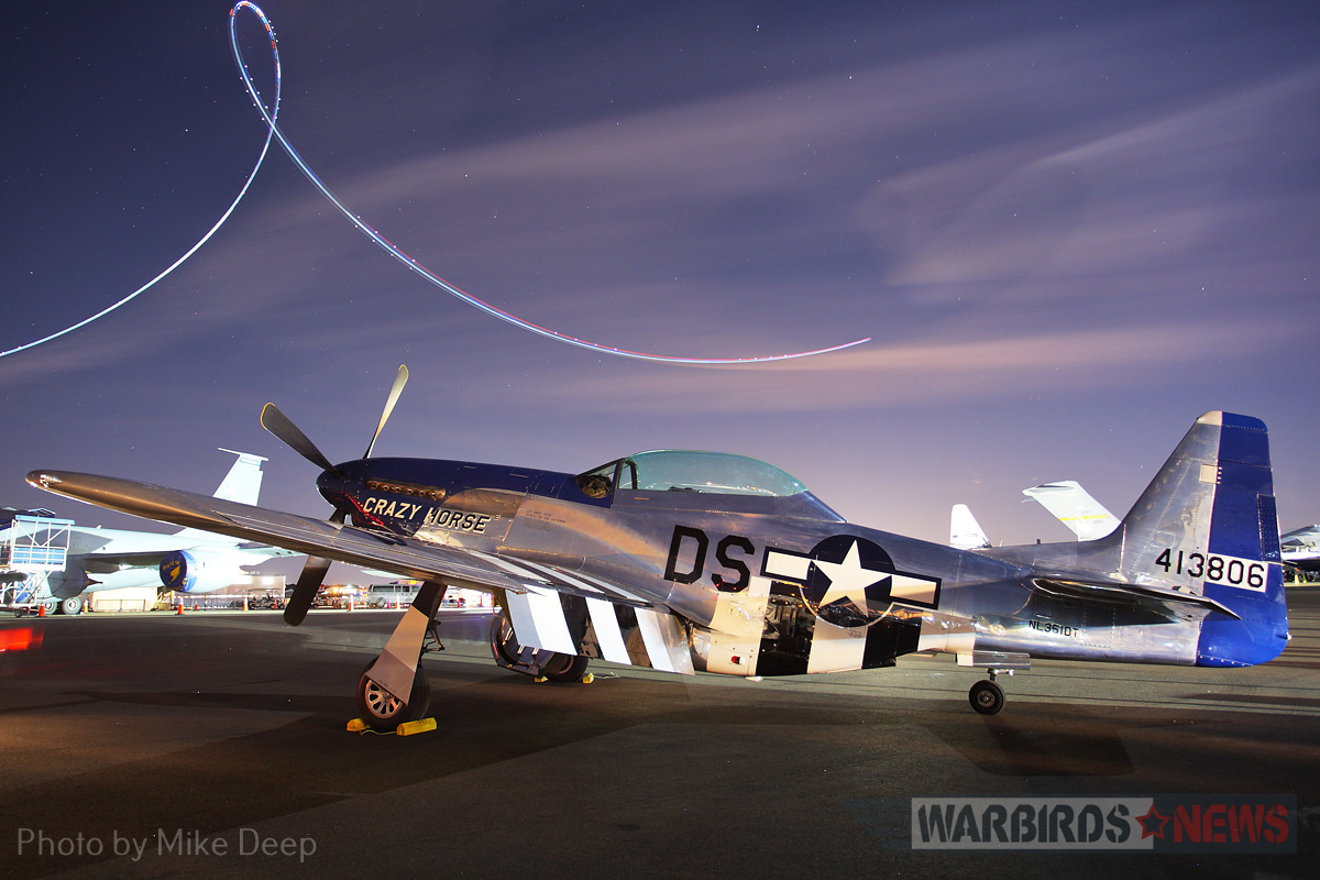 Sun 'n Fun 2017, The Report 15 ‘Crazy Horse²’ on the Warbird Ramp during the night airshow Saturday. In many ways, this TF-51 was the star of the show at this year’s Sun ‘n Fun