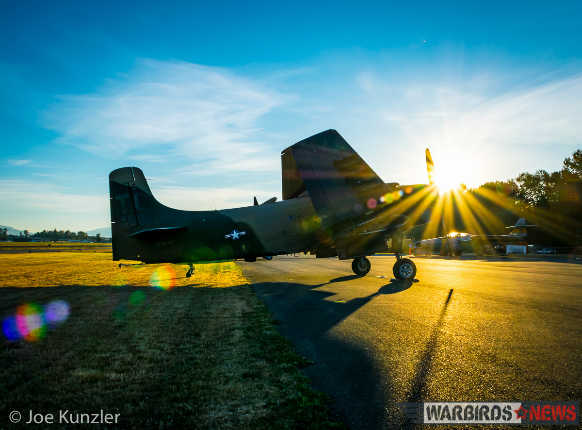 Props & Ponies at the Heritage Flight Museum - Air Show Report 15 Sunrise over the Proud American. (photo by Joe Kunzler)