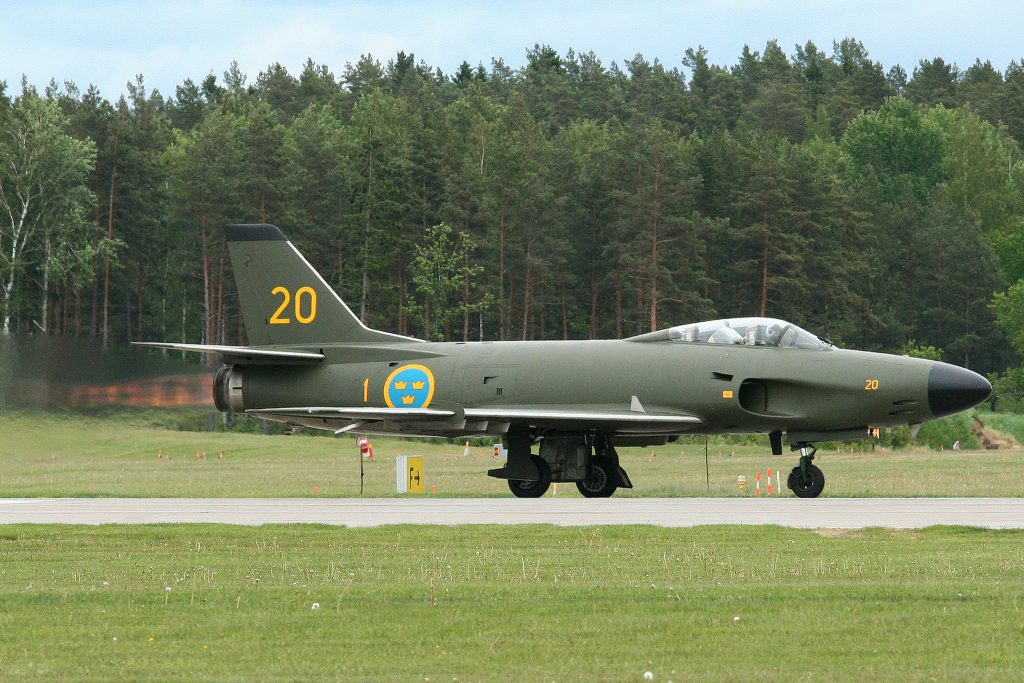 The Swedish Air Force Historic Flight From Within the Cockpit 18 Saab 32 Lansen blasts off for its demonstration flight (Image Credit: Alan Wilson CC 2.0)