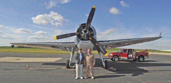 Charlie Cartledge's TBM Avenger Restoration 10 Robert McCarter (left), a Navy Silver Eagle who flew a TBM Avenger a few times during World War II with Charlie Cartledge. ( Image credit Dan Starcher)
