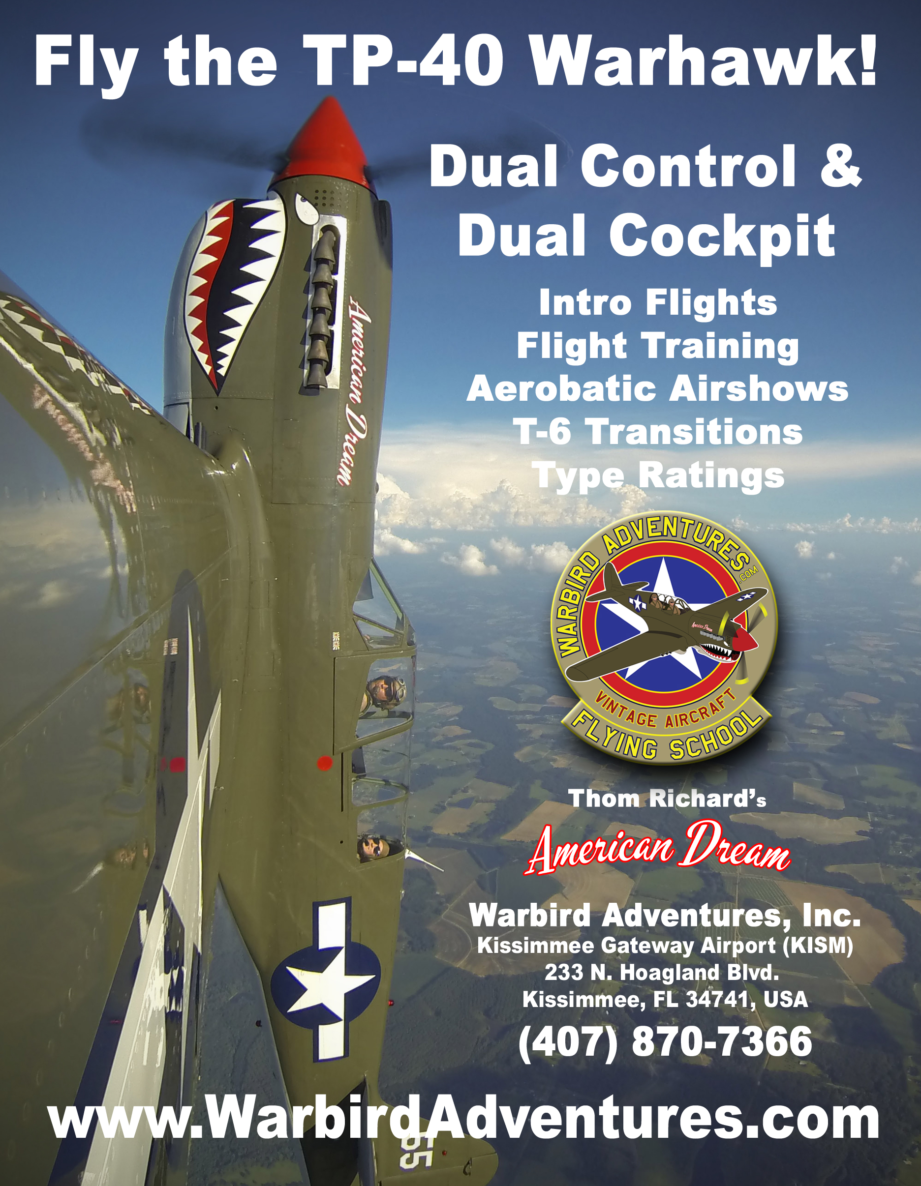 Warbird Adventures Unveils Their Dual-Seat, Dual-Control P-40 Warhawk! 14 TP 40 ad