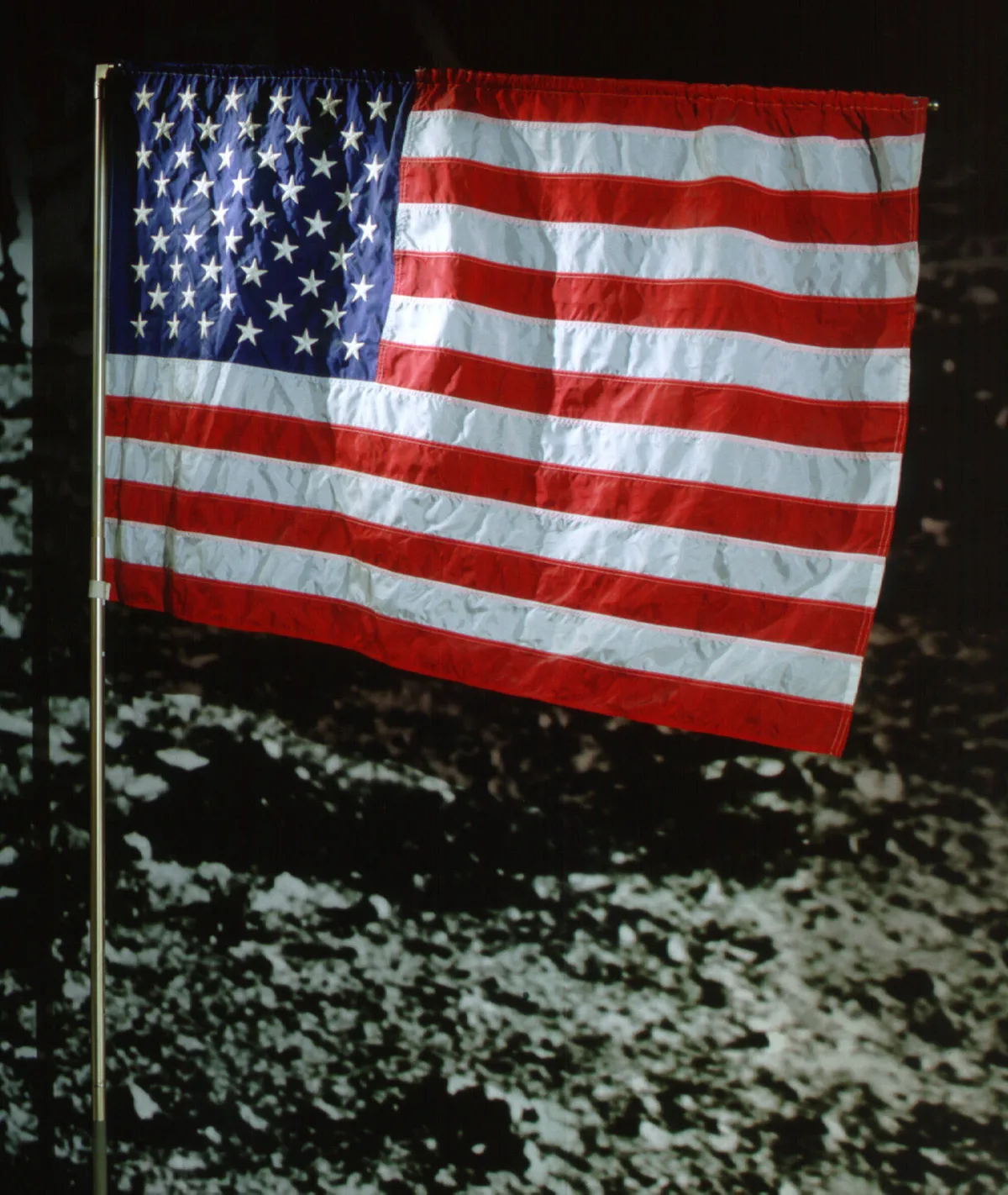 Artemis II to Carry Wright Flyer Fabric as NASA Adjusts Pre-Launch Timeline 13 The Apollo US flag on the Moon. Credit National Air and Space Museum transferred from the NASA Johnson Space Center