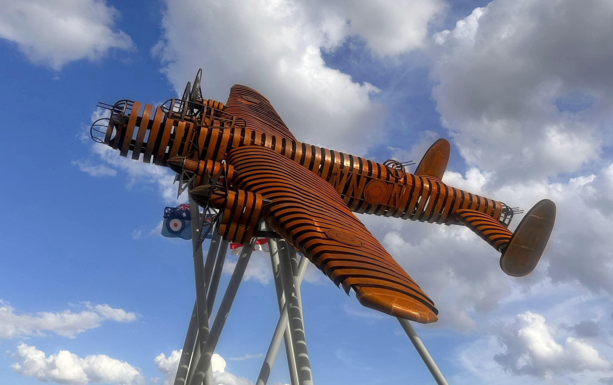“On Freedom’s Wings” – Lancaster Bomber Sculpture Unveiled at Lincolnshire Gateway 10 The Bomber County Gateway Lancaster sculpture On Freedoms Wings completed in September