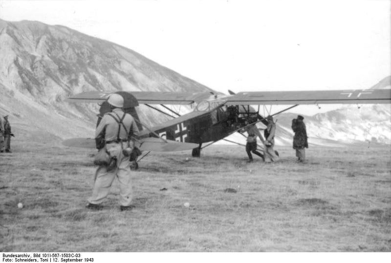 NMUSAF's Storch Restoration Update 10 The Fieseler FI 156 Storch at Gran Sasso mountain Italy used to fly Mussolini and Otto Skorzeny out September 12 1943