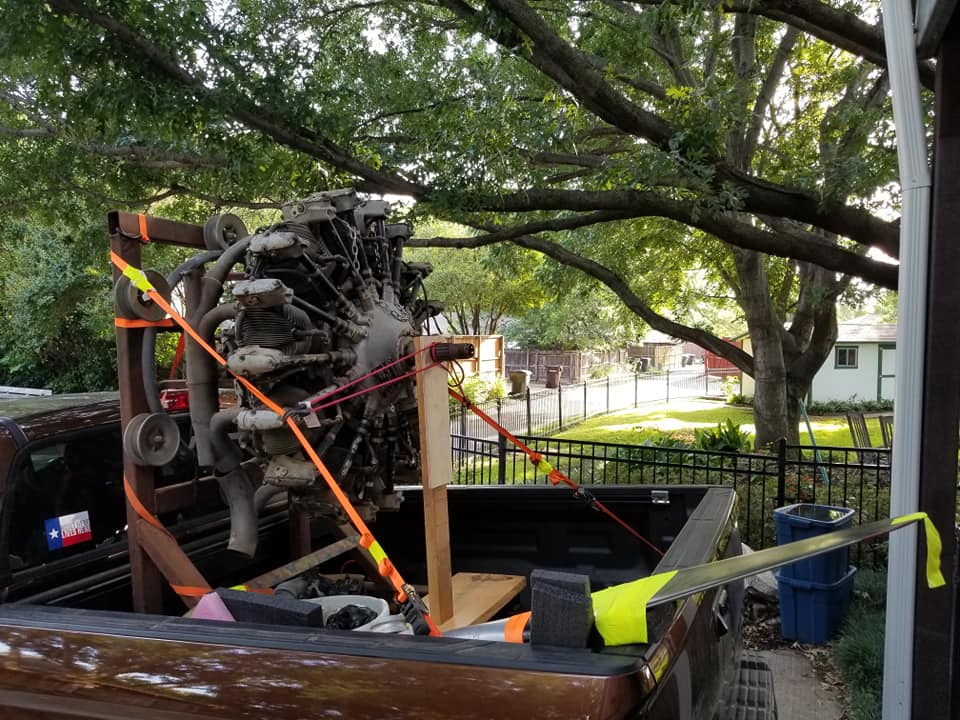 Pepsi-Cola Stinson Reliant at Oshkosh 18 The Stinson s Lycoming R 680 being sent to Radial Engines Ltd Garry Ackerman
