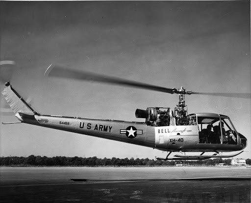 Today in Aviation History - First Flight of The Bell Model 204 11 The first prototype Bell XH 40 55 4459 hovers in ground effect. U.S. Army