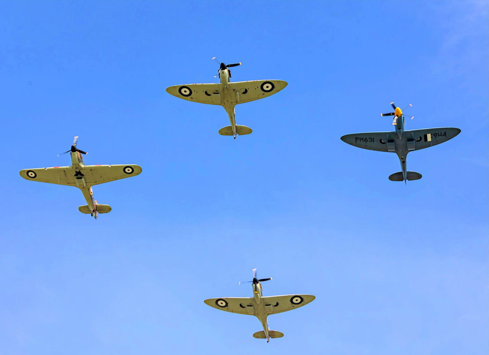 The Battle of Britain Memorial Flight Marks 85th Anniversary of the Battle of Britain 12 The four ship fighter formation over the Capel le Ferne Battle of Britain Memorial. Photo Matt Hayward