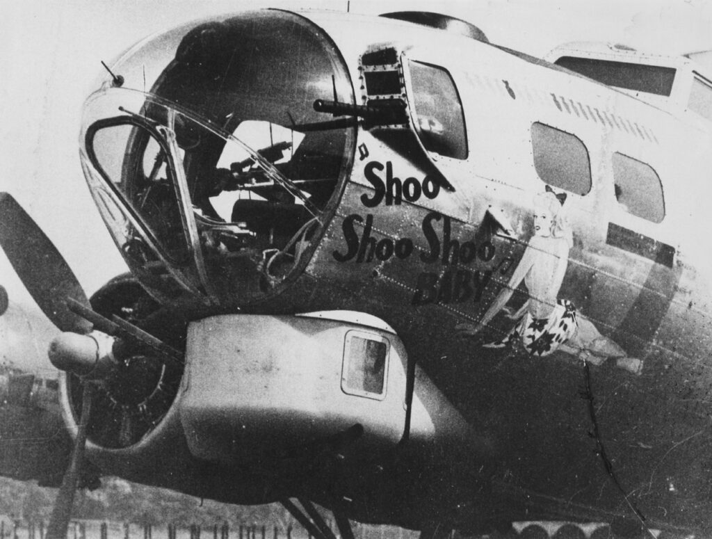 Shoo Shoo Baby: The Remarkable Odyssey of Survival for a Combat Veteran B-17 12 The nose art of B 17G serial 42 32076 Shoo Shoo Shoo Baby