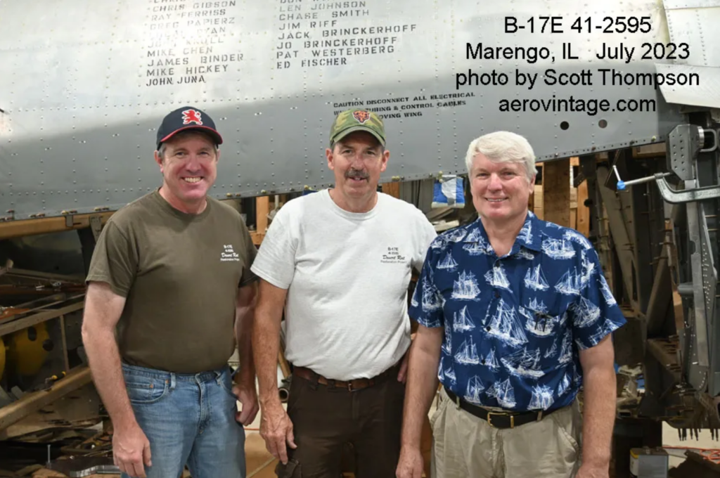 B-17E Desert Rat Restoration Update – July 2023 14 The three dedicated workers on the morning I showed up were from left Bill Stanczak Chris Gibson and project manager Mike Kellner