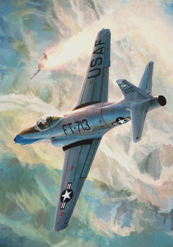 Today In Aviation History: First USAF Aerial Victory Over MiG-15 14 This painting by famed aviation artist Keith Ferris depicts 1st Lieutenant Russell Browns Lockheed F 80C Shooting Star as he shot down an enemy Mikoyan Gurevich MiG 15 over Korea 8 November 1950