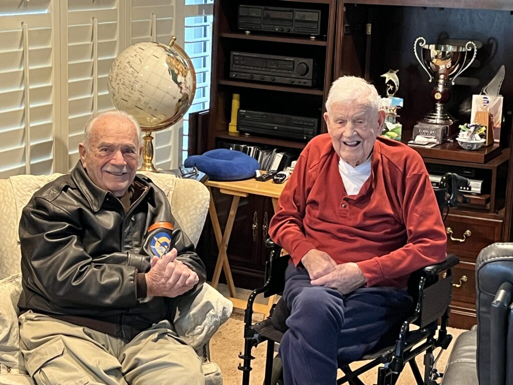 WWII P-51 Pilots Meet and Share Historic Flying Stories 10 Triple Ace Brigadier General CE Bud Anderson 102 years old hosted Colonel Joe Peterburs 3