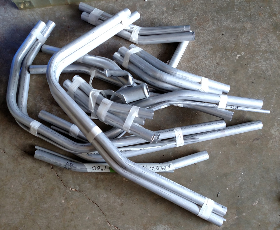 XP-82 Twin Mustang - May, 2015 - Restoration Update 24 Newly manufactured fuel vent lines (along with some original pattern examples). (photo via Tom Reilly)