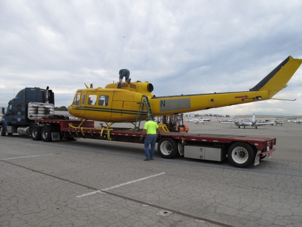 Yanks Air Museum's UH-1H Huey 10 The Huey arrived August 31st. It is currently in the restoration hangar getting its new paint job. ( Image credit Tiffany Wright via
