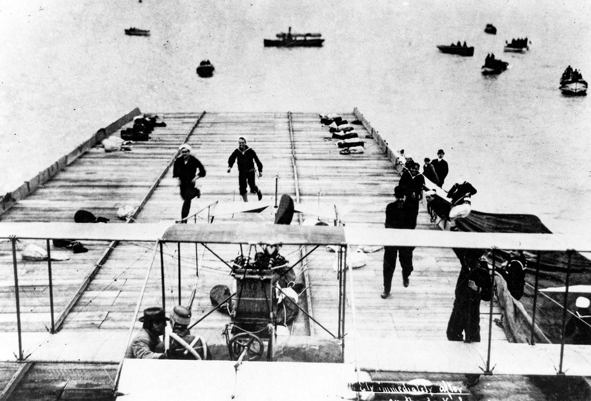Today in Aviation History: Eugene Ely and the First Shipboard Aircraft Landing 18 US MdAnUSNI 167011014