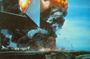 USS Forrestal Sold for 1 Cent 11 Photo of the fire aboard the U.S. Navy aircraft carrier USS Forrestal (CVA-59) on 29 July 1967 off Vietnam. ( Image credit: PH2 Mason, USN)