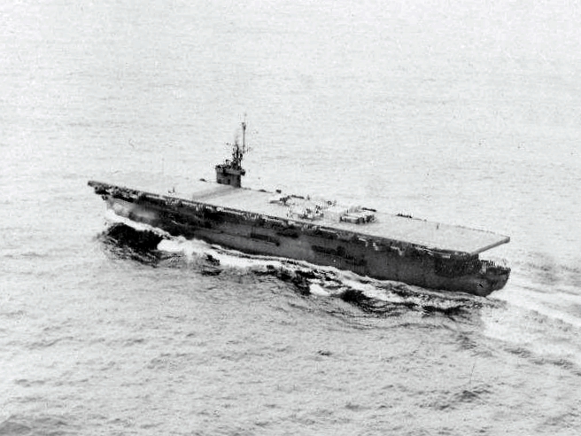 Tragedy Over Nagoya 13 USS Kalinin Bay CVE 68 underway at sea circa in 1944