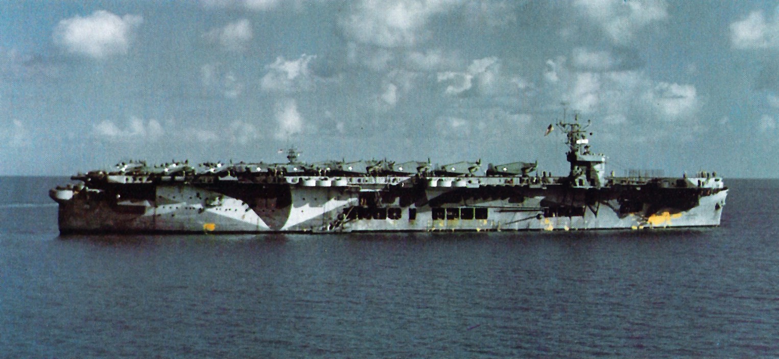 A Minute In History - The Queen of The CVE's and the Invasion of Leyte 12 The U.S. Navy escort carrier USS Santee (ACV-29), probably taken on 16 October 1942. Santee was the only one in her class ever camouflaged in Measure 17.