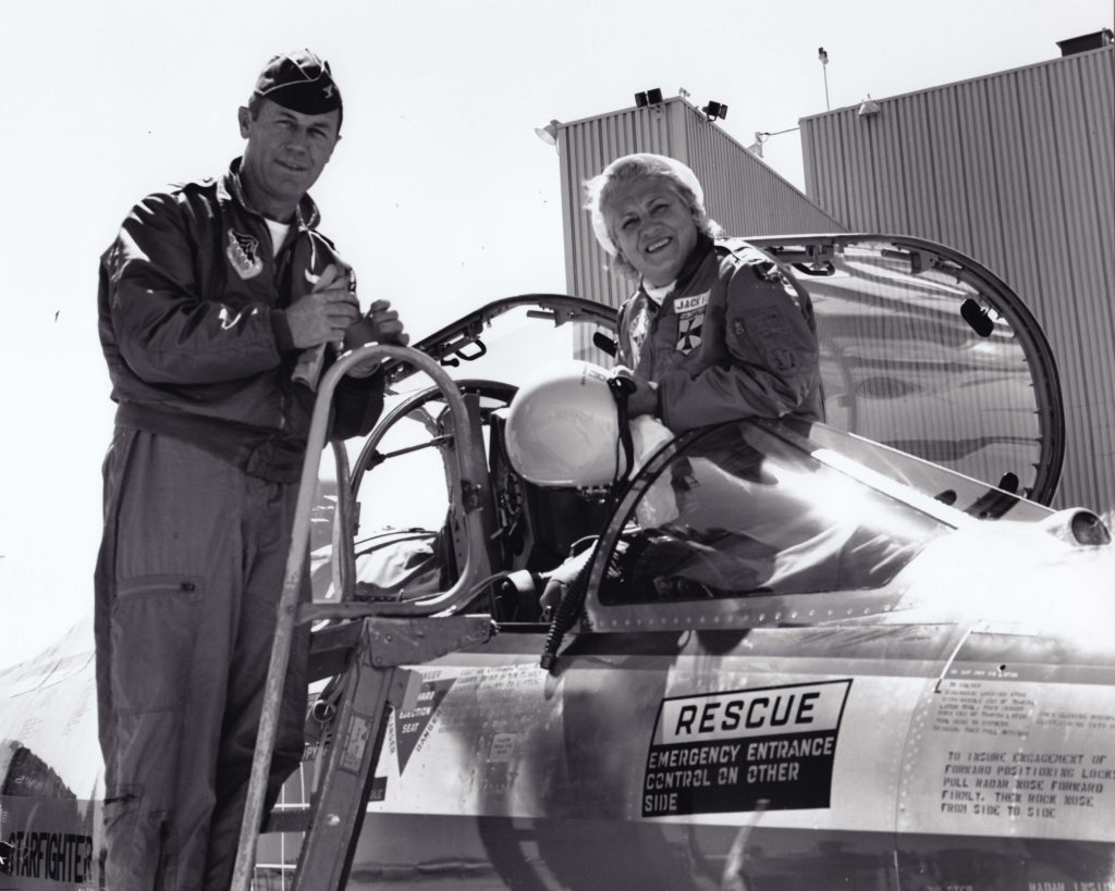The Missile With a Woman In It, The Story of Jacqueline Cochran and the F-104 Starfighter 15 VAN Col Chuck Yeager Jackie Cochran with F 104D N104L May 1 1963 Tony Landis copy
