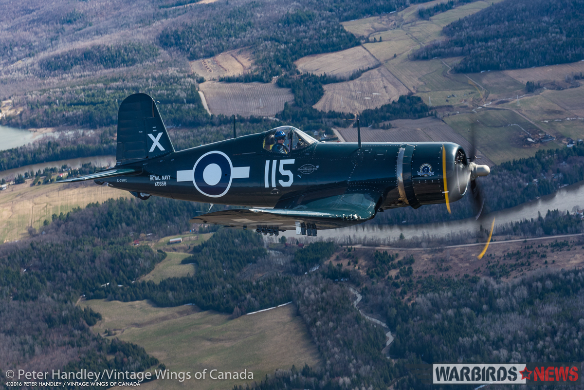 Vintage Wings of Canada Corsair - Interview With Test Pilot Paul Kissman 21 Another gorgeous shot of the Corsair over the local farmland. (photo by Peter Handley)
