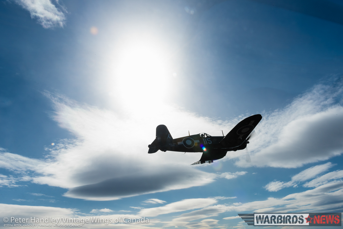 Vintage Wings of Canada Corsair - Interview With Test Pilot Paul Kissman 19 Returning to base. (photo by Peter Handley)