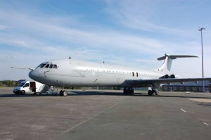 RAF Vickers VC10 Aerial Refueling Tanker Arrives at Classic Air Force Museum 14 Vickers VC10 ZA148 "Guy Gibson VC" on the tarmac at Newquay Cornwall Airport. (Image Credit: Classic Air Force Museum)