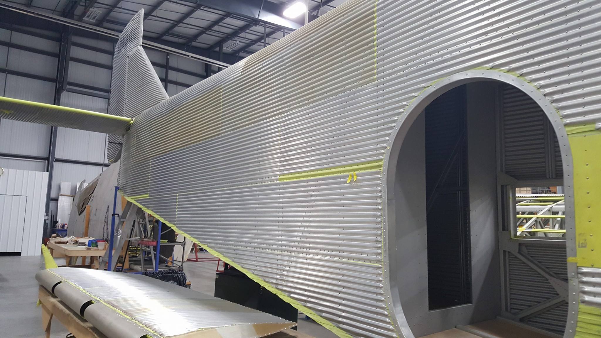 Ford Trimotor Under Restoration at The Liberty Aviation Museum 17 View of NC9684 s tail May 2016 THF s Port Clinton Ford Tri Motor Restoration