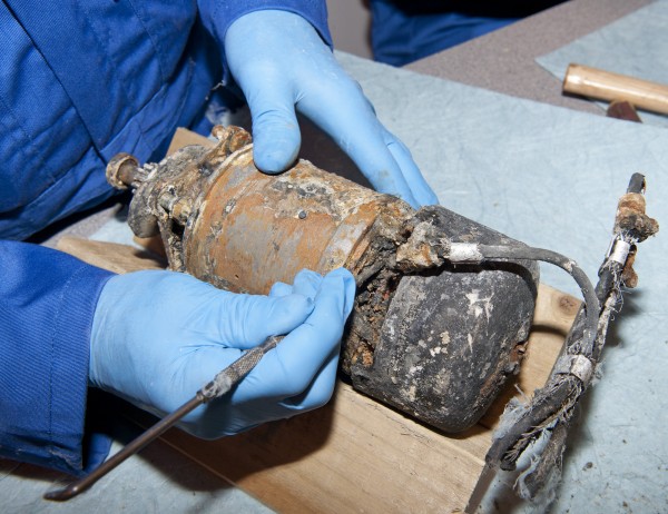 New Dornier Do-17 Exhibit at RAF Museum Hendon 12 A volunteer carefully cleaning what appears to be an electric motor or generator from the Do-17 wreck at the Michael Beatham Conservation Hall, RAF Museum Cosford. Some lucky members of the public may be able to assist in this cleaning effort on February 28th in a special one-off opportunity during the unveiling of the RAF Museum's new exhibit.The Dornier's fuselage shortly after it arrived at Cosford last June. Compare it's condition to the image above to see how well the slow, but deliberate cleaning process is going. (photo credit: © Trustees of the Royal Air Force Museum 2014)