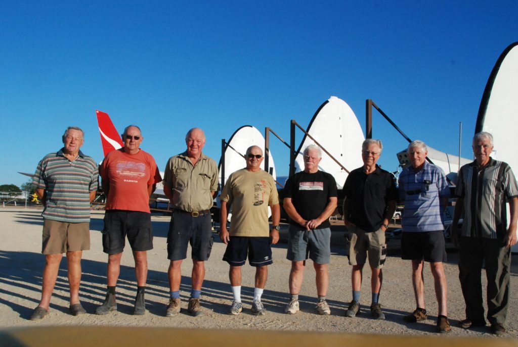 Qantas Founders Museum's Super Constellation Update 10 Volunteers without their fly veils. Left to right Barry Chris Rodney Peter Greg Chris and Terry