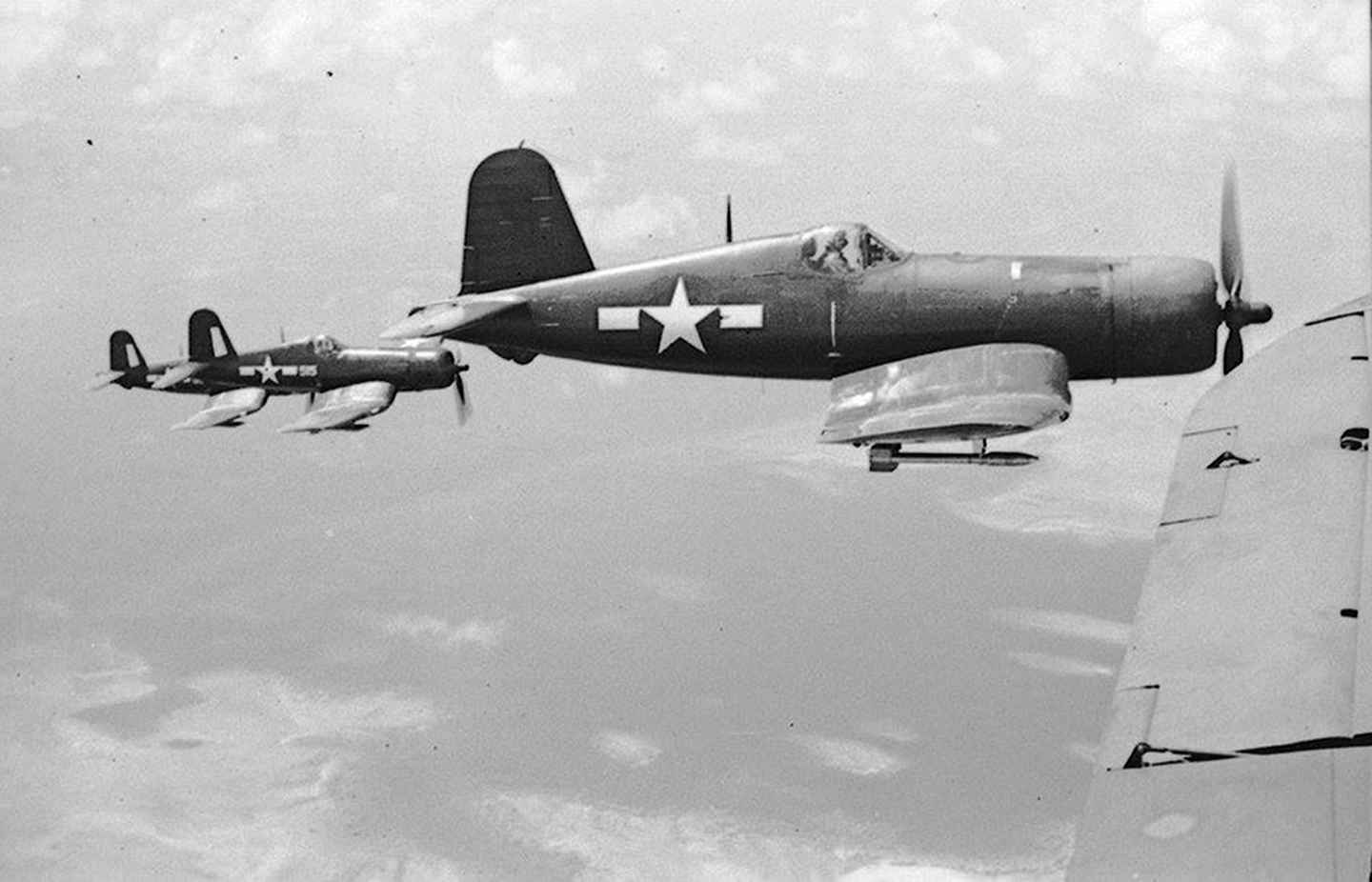 Operation Freeze 11 Vought AU 1 Corsair VMF 122 on patrol over Palau Islands 1945 02