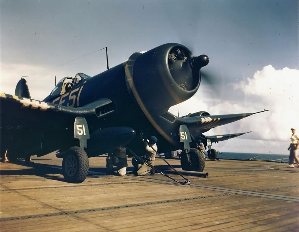 Cavanaugh Flight Museum Unveils New Corsair Paint Scheme Honoring Marine Ace 13 Vought F4U 1D Corsair VMF 422 Yellow FF51 USS Cape Gloucester CVE 109 Jul 1945 01