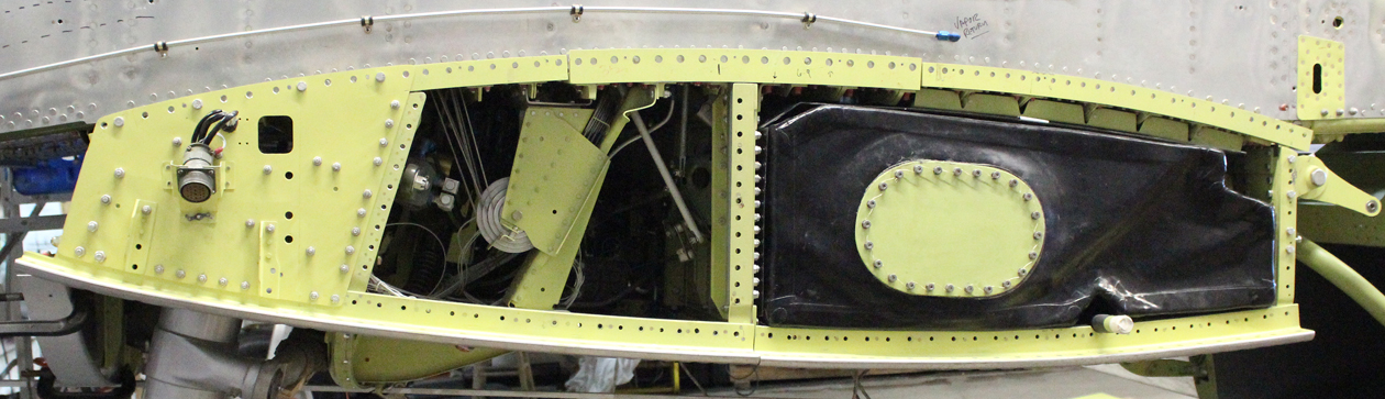 XP-82 Twin Mustang - January 2016 - Restoration Update 11 A view of the freshly installed wing center section fuel tank. (photo via Tom Reilly)